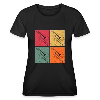 Trombone Trombonist retro Trombones - Women's Functional T-Shirt - black - Front - AI Model Female 172 light (172cm)