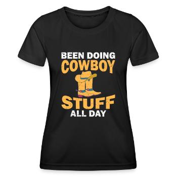 Cowboy stuff Farm Rancher made - Women's Functional T-Shirt - black - Front - AI Model Female 172 light (172cm)