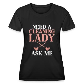 Cleaning lady Cleaners Cleaning specialist - Women's Functional T-Shirt - black - Front - AI Model Female 172 light (172cm)