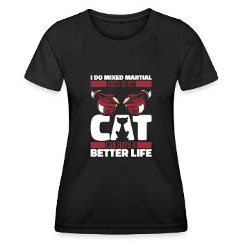 Chat d’arts martiaux mixtes - T-shirt sport Femme - noir - Devant - AI Model Female 172 light (172cm)