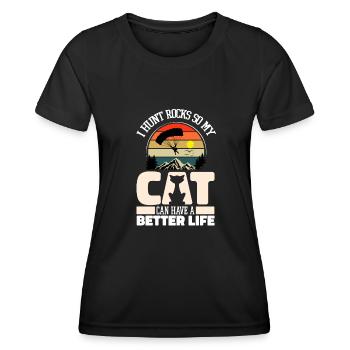 Parachutist Parachutist Cat - Women's Functional T-Shirt - black - Front - AI Model Female 172 light (172cm)