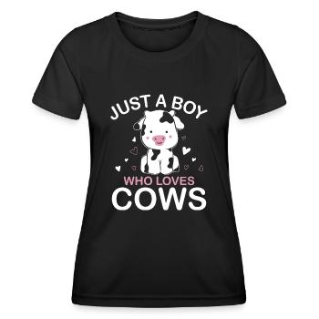 Nur Ein Junge Der Kühe Bauern Kuhkinder - Frauen Funktions-T-Shirt - Schwarz - Vorne - AI Model Female 172 light (172cm)