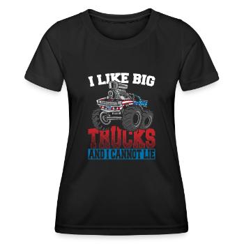 I Like Big Trucks and I Cannot Lie Monstertruck - Frauen Funktions-T-Shirt - Schwarz - Vorne - AI Model Female 172 light (172cm)