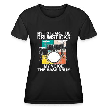 Drummer Drumsticks Schlagzeug Musiker - Frauen Funktions-T-Shirt - Schwarz - Vorne - AI Model Female 172 light (172cm)