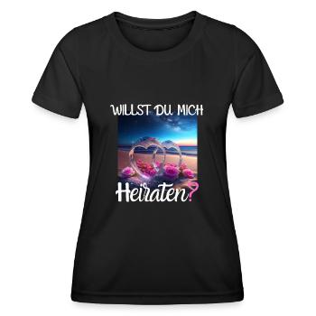 Heiratsantrag für Hochzeit oder Verlobung - - Frauen Funktions-T-Shirt - Schwarz - Vorne - AI Model Female 172 light (172cm)