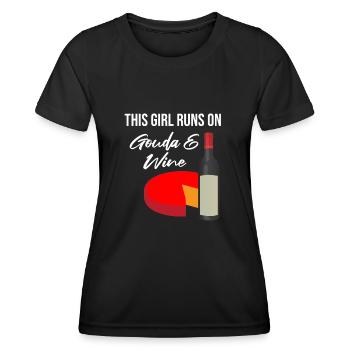 Gouda design pour fromagerie laitière et fromage Gouda - T-shirt sport Femme - noir - Devant - AI Model Female 172 light (172cm)