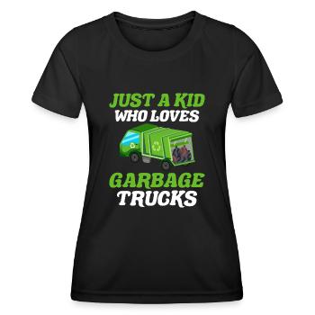 Garbage truck Just a boy who loves garbage trucks - Women's Functional T-Shirt - black - Front - AI Model Female 172 light (172cm)