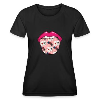 Langue de poker - T-shirt sport Femme - noir - Devant - AI Model Female 172 light (172cm)