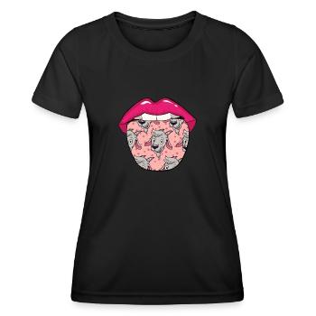 Ziege Zunge - Frauen Funktions-T-Shirt - Schwarz - Vorne - AI Model Female 172 light (172cm)