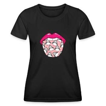 Pinguin Zunge - Frauen Funktions-T-Shirt - Schwarz - Vorne - AI Model Female 172 light (172cm)