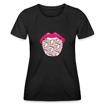 Haifisch Zunge - Frauen Funktions-T-Shirt - Schwarz - Vorne - AI Model Female 172 light (172cm)
