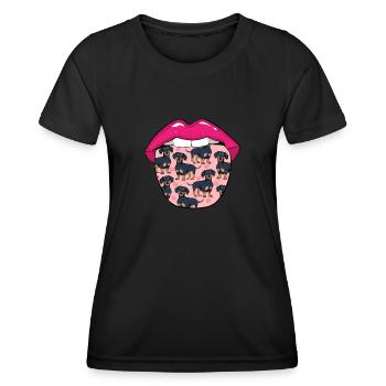 Teckel Langue de teckel - T-shirt sport Femme - noir - Devant - AI Model Female 172 light (172cm)