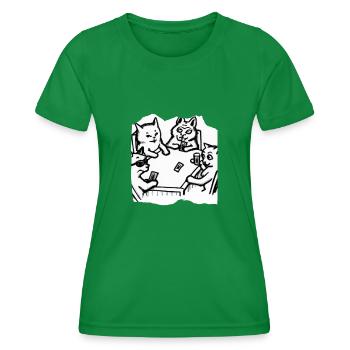 Cats Playing Cards - Women's Functional T-Shirt - kelly green - Front - AI Model Female 172 dark (172cm)