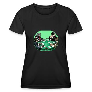 Cats Playing Cards - Women's Functional T-Shirt - black - Front - AI Model Female 172 light (172cm)