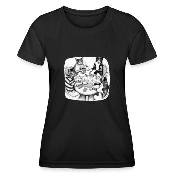 Cats Playing Cards - Women's Functional T-Shirt - black - Front - AI Model Female 172 light (172cm)