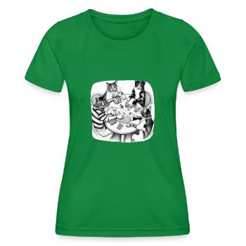Cats Playing Cards - Women's Functional T-Shirt - kelly green - Front - AI Model Female 172 dark (172cm)