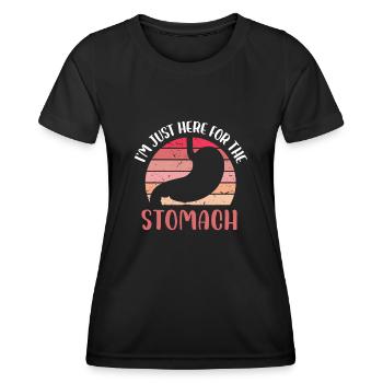Je suis juste ici pour le design de l’estomac - T-shirt sport Femme - noir - Devant - AI Model Female 172 light (172cm)