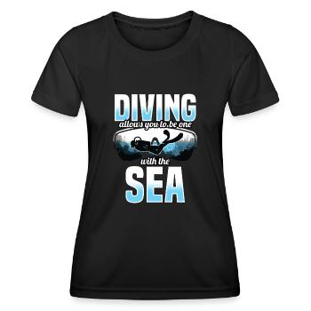 Diving Allows You To Be One With The Sea - Women's Functional T-Shirt - black - Front - AI Model Female 172 light (172cm)