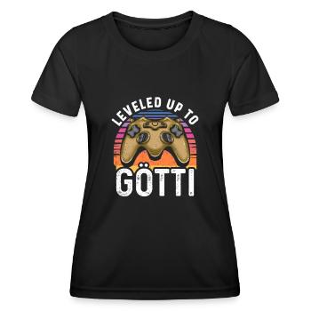 Götti Befördert - Leveled Up To Götti Gamer - Frauen Funktions-T-Shirt - Schwarz - Vorne - AI Model Female 172 light (172cm)