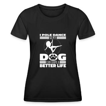 Chien de Pole Dancing - T-shirt sport Femme - noir - Devant - AI Model Female 172 light (172cm)
