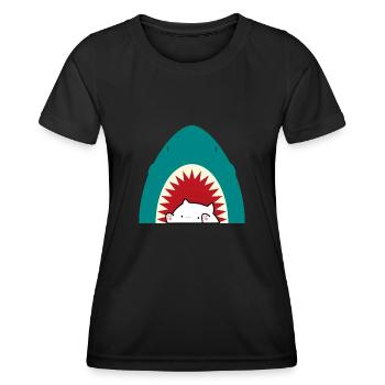 Chat mangeur de requins - T-shirt sport Femme - noir - Devant - AI Model Female 172 light (172cm)