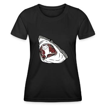 Chat mangeur de requins - T-shirt sport Femme - noir - Devant - AI Model Female 172 light (172cm)