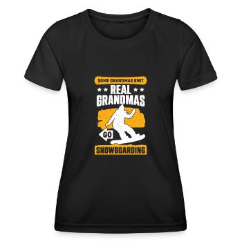 Snowboarding Alte Frau Oma Snowboarderin Geschenk - Frauen Funktions-T-Shirt - Schwarz - Vorne - AI Model Female 172 light (172cm)