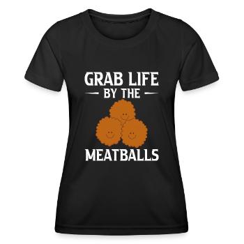 Meatballs Italian Humor Italy - Women's Functional T-Shirt - black - Front - AI Model Female 172 light (172cm)