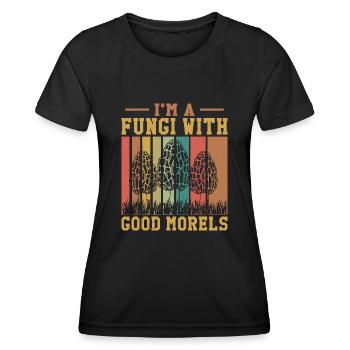 I am mushroom with good morels funny mushrooms - Women's Functional T-Shirt - black - Front - AI Model Female 172 light (172cm)