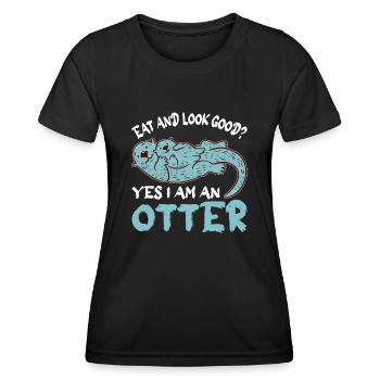 Fischotter Tier River Otter Im Freien Natur - Frauen Funktions-T-Shirt - Schwarz - Vorne - AI Model Female 172 light (172cm)