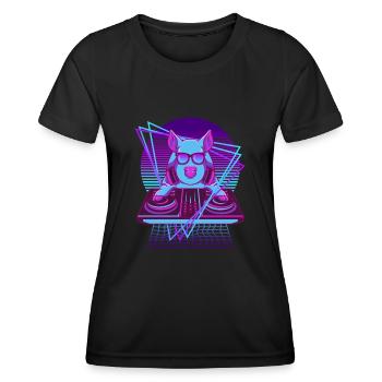 Party Musik Techno Schwein Vaporwave DJ Schwein - Frauen Funktions-T-Shirt - Schwarz - Vorne - AI Model Female 172 light (172cm)