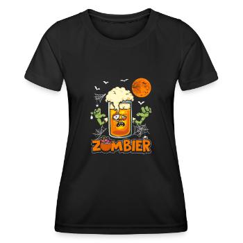 Halloween Zombie Zombier Happy Halloween Bier - Frauen Funktions-T-Shirt - Schwarz - Vorne - AI Model Female 172 light (172cm)