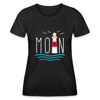 Moin Leuchtturm Norddeutschland - Frauen Funktions-T-Shirt - Schwarz - Vorne - AI Model Female 172 light (172cm)