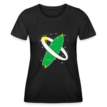 Planche de surf dans Space Surfer - T-shirt sport Femme - noir - Devant - AI Model Female 172 light (172cm)