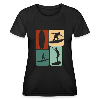 Surfer Retro Surfing Surfboard - Women's Functional T-Shirt - black - Front - AI Model Female 172 light (172cm)