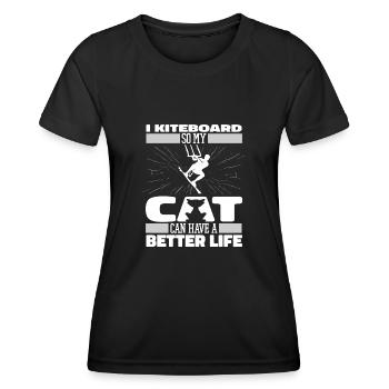 Kitesurfer Kitesurf Kitesurf Cat - T-shirt sport Femme - noir - Devant - AI Model Female 172 light (172cm)