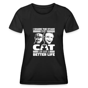 Acteur de théâtre Cat - T-shirt sport Femme - noir - Devant - AI Model Female 172 light (172cm)