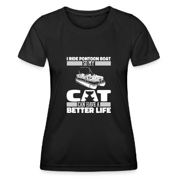 Pontoon boat cat - Women's Functional T-Shirt - black - Front - AI Model Female 172 light (172cm)