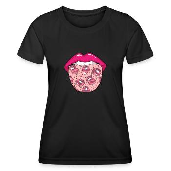 Schaf Zunge - Frauen Funktions-T-Shirt - Schwarz - Vorne - AI Model Female 172 light (172cm)