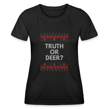 Vérité ou Cerf Blague de Noël Noël Où - T-shirt sport Femme - noir - Devant - AI Model Female 172 light (172cm)