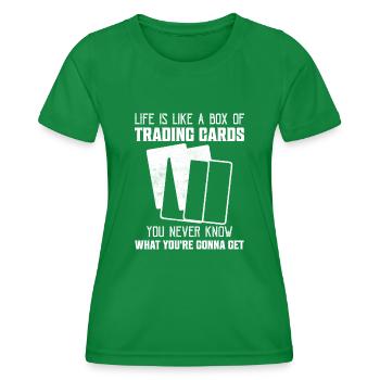 Life is like a box of trading cards TCG Card Colle - Frauen Funktions-T-Shirt - Kelly Green - Vorne - AI Model Female 172 dark (172cm)