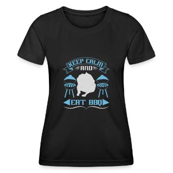 BLEIBEN SIE RUHIG UND ESSEN SIE GRILL - Frauen Funktions-T-Shirt - Schwarz - Vorne - AI Model Female 172 light (172cm)