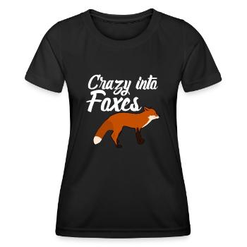 Crazy into Foxes - Women's Functional T-Shirt - black - Front - AI Model Female 172 light (172cm)
