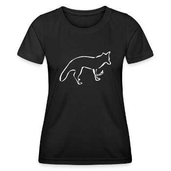 Fuchs Mittelfinger Rotfuchs - Frauen Funktions-T-Shirt - Schwarz - Vorne - AI Model Female 172 light (172cm)