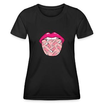 Smoothie Zunge - Frauen Funktions-T-Shirt - Schwarz - Vorne - AI Model Female 172 light (172cm)