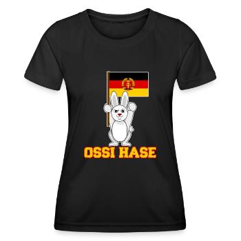 Hasen Ossi Hase Ostdeutschland Kaninchen - Frauen Funktions-T-Shirt - Schwarz - Vorne - AI Model Female 172 light (172cm)