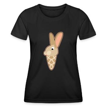 Hase in Eis Waffel - Frauen Funktions-T-Shirt - Schwarz - Vorne - AI Model Female 172 light (172cm)
