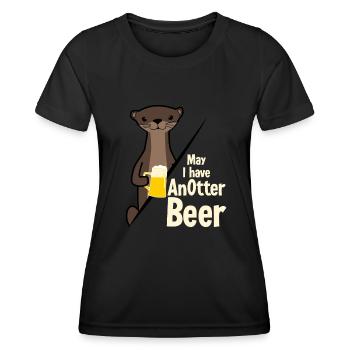 Otter with Anotter Beer - Women's Functional T-Shirt - black - Front - AI Model Female 172 light (172cm)
