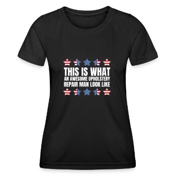 Restorer Furnishing Cushioning Upholstery - Women's Functional T-Shirt - black - Front - AI Model Female 172 light (172cm)