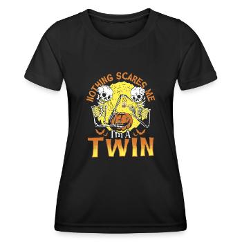Nothing Scares Me I'm A Twin Halloween Twins - Frauen Funktions-T-Shirt - Schwarz - Vorne - AI Model Female 172 light (172cm)